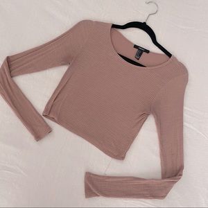 Blush Pink Long Sleeved Bodycon Crop Top